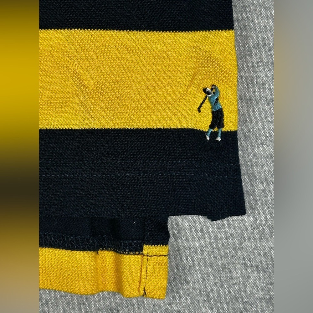 Bobby Jones Players Polo Shirt Georgia Tech Mens Large Black Yellow Stripe Golf - Picture 3 of 9